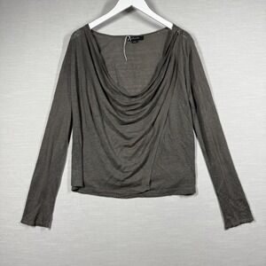 Christopher‎ Fischer Top Womens Medium Gray Drape Wrap Office Classic Chic